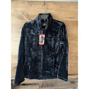 32 Degrees Jacket Womens Medium Black Heat Plush Faux Fur Super Soft Full Zip